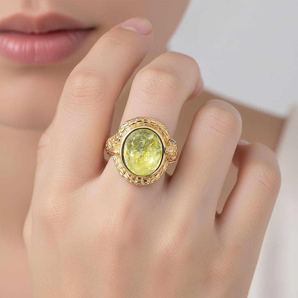EverTrue Connemara Marble &amp; Green Sapphire Living Creature Ring in Yellow Gold Plated 9.79 Ct. 8296437 3