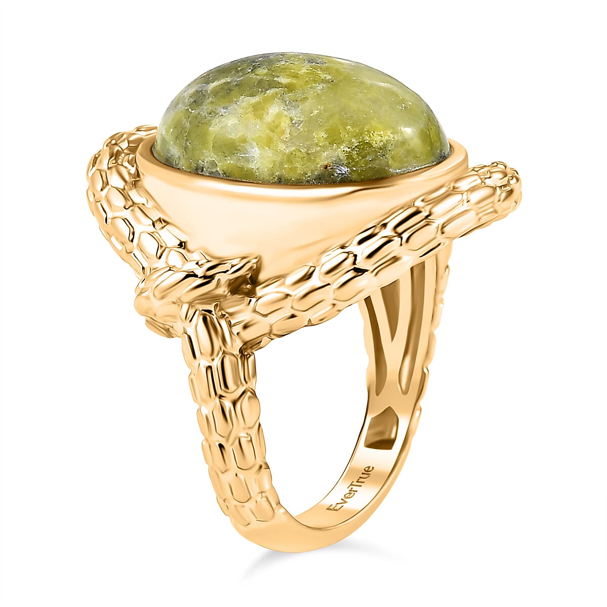 EverTrue Connemara Marble &amp; Green Sapphire Living Creature Ring in Yellow Gold Plated 9.79 Ct. 8296437 4