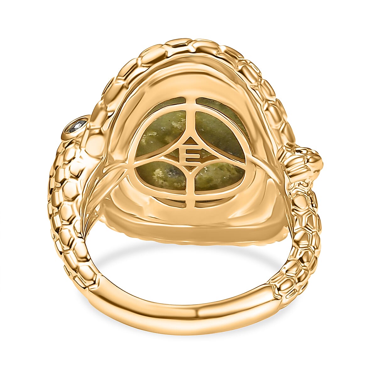 EverTrue Connemara Marble &amp; Green Sapphire Living Creature Ring in Yellow Gold Plated 9.79 Ct. 8296437 5