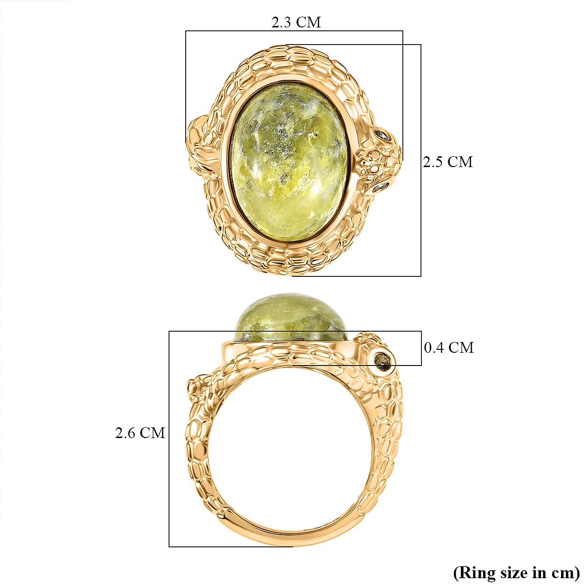 EverTrue Connemara Marble &amp; Green Sapphire Living Creature Ring in Yellow Gold Plated 9.79 Ct. 8296437 6
