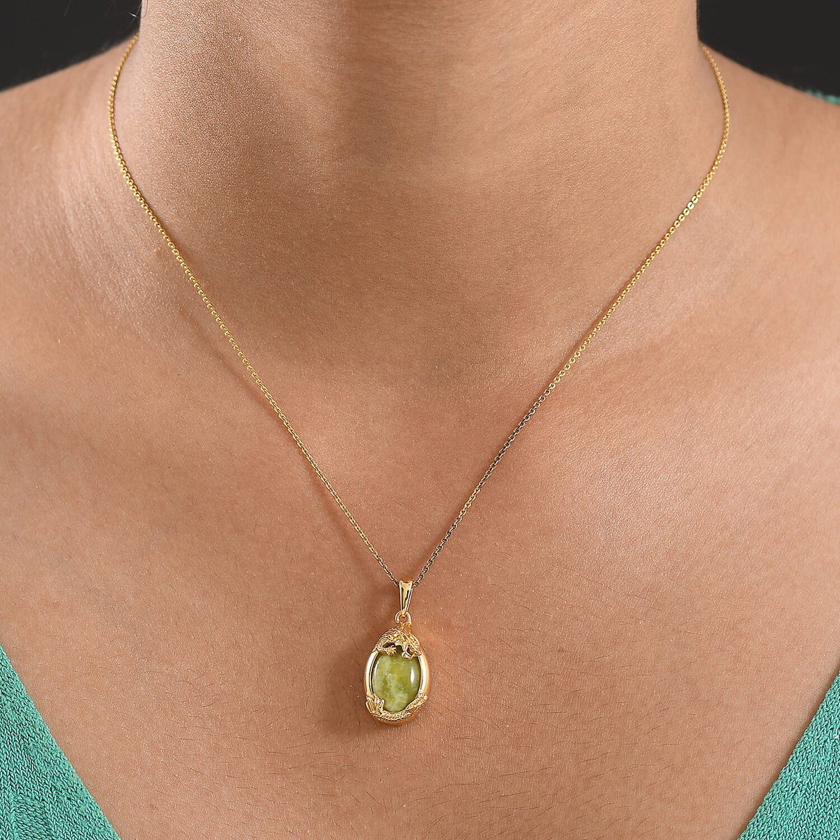 EverTrue Connemara Marble Dragon Pendant with Chain (Size - 20) 6.30 Ct. 4423411 1