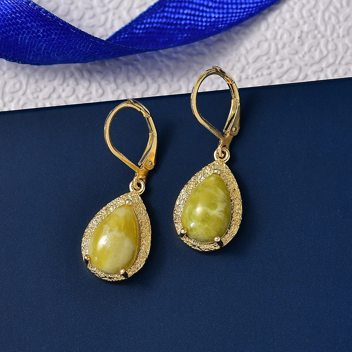 EverTrue Connemara Marble Solitaire Lever Back Earring in Yellow Gold Tone 6.04 Ct. 8285118 2