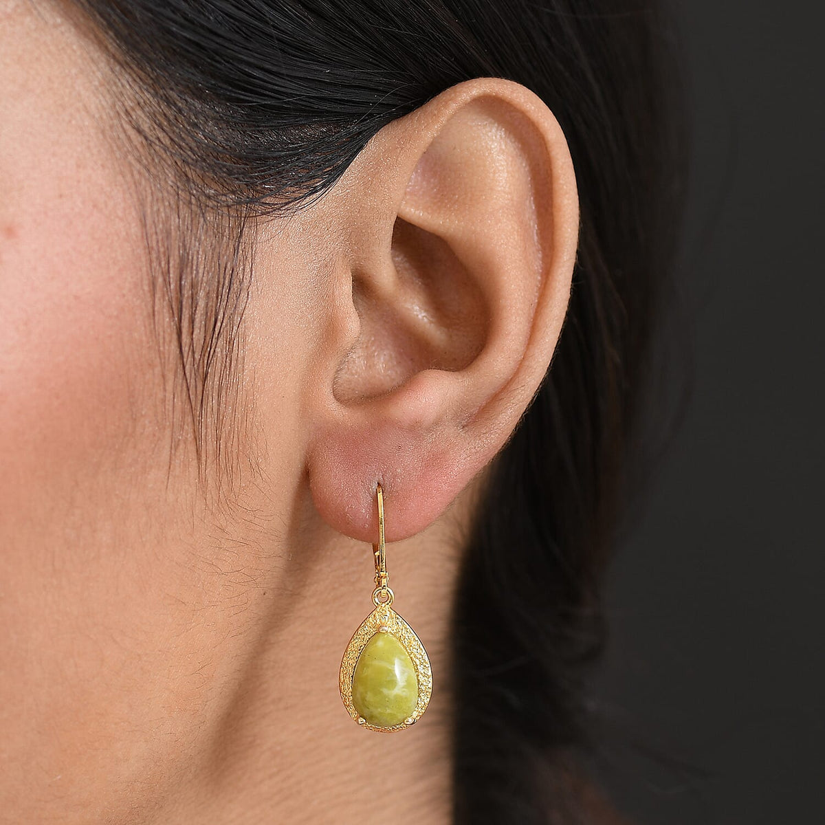 EverTrue Connemara Marble Solitaire Lever Back Earring in Yellow Gold Tone 6.04 Ct. 8285118 3
