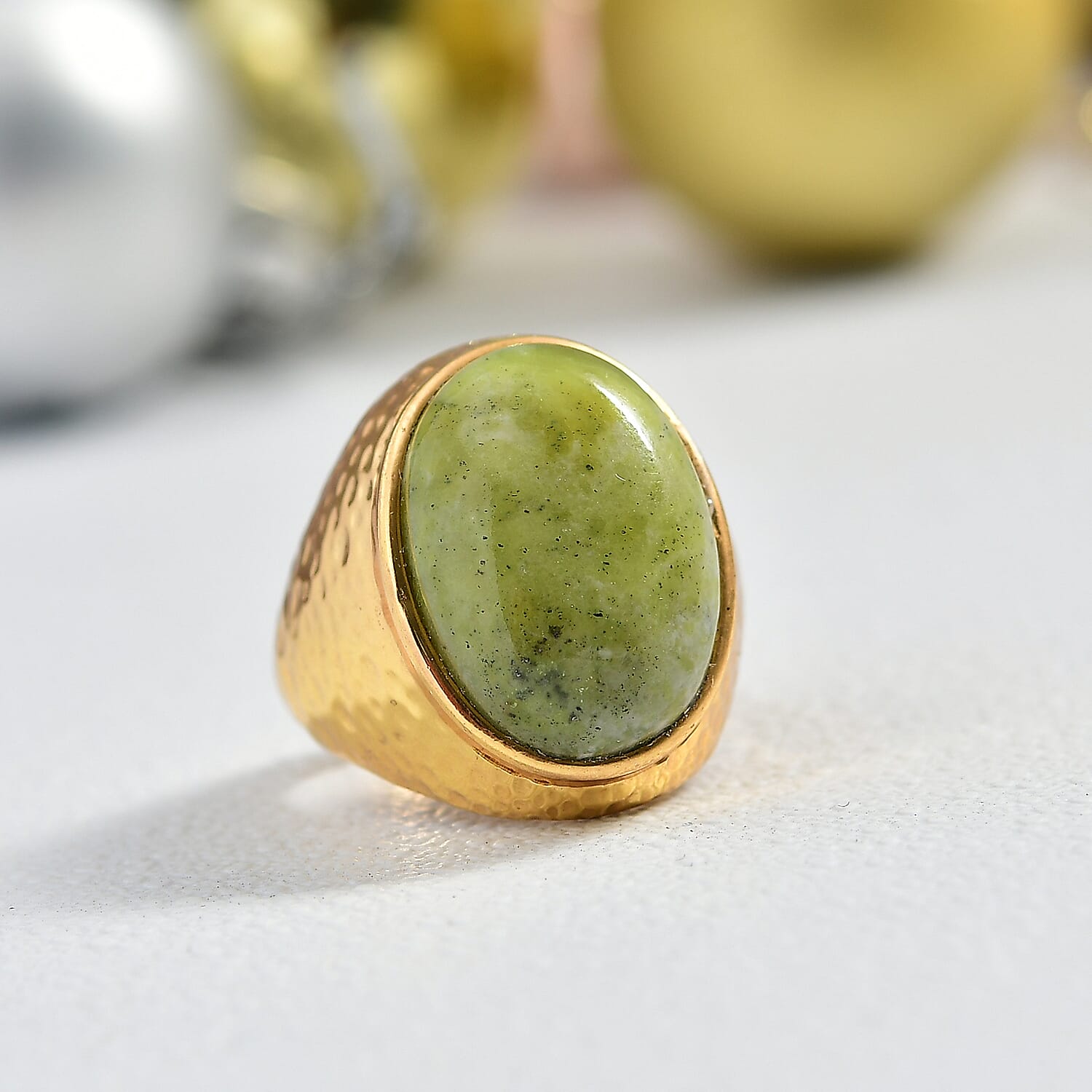 EverTrue Connemara Marble Solitaire Ring in Yellow Gold Tone 12.48 Ct. 8285107 2