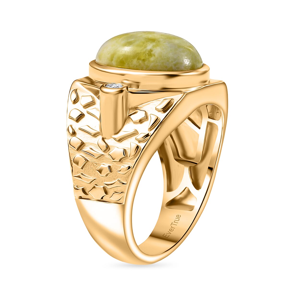 EverTrue Connemara Marble &amp; White Zircon Mens Ring in Yellow Gold Tone 8.90 Ct. 8296420 4