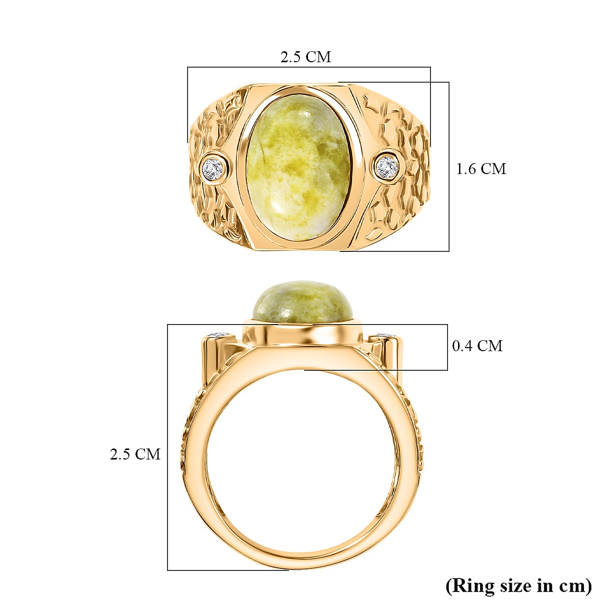 EverTrue Connemara Marble &amp; White Zircon Mens Ring in Yellow Gold Tone 8.90 Ct. 8296420 6