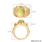 EverTrue Connemara Marble & White Zircon Mens Ring in Yellow Gold Tone 8.90 Ct.