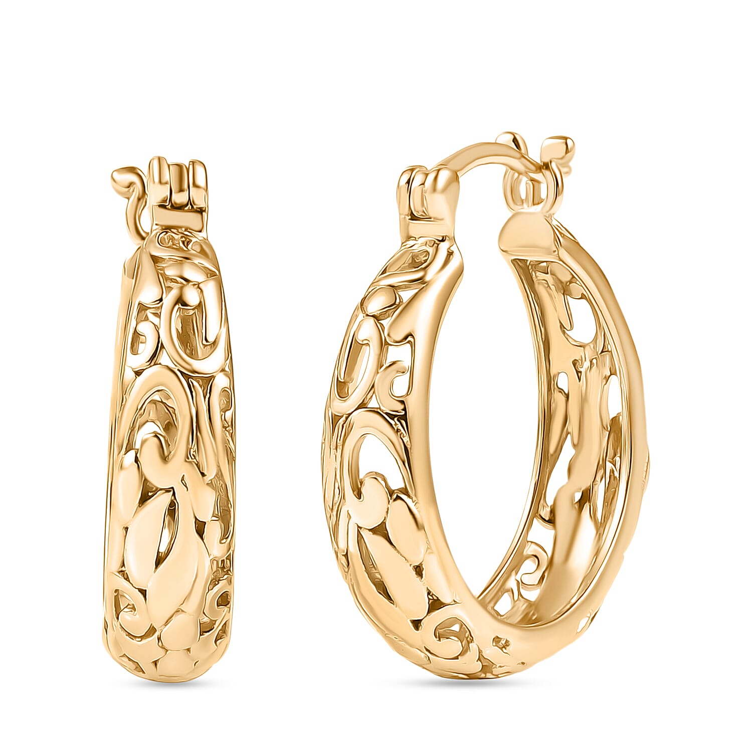 EverTrue Bronzella Collection - Filigree Hoop Earring with Clasp Back in 18K Gold Plating 8486447 0