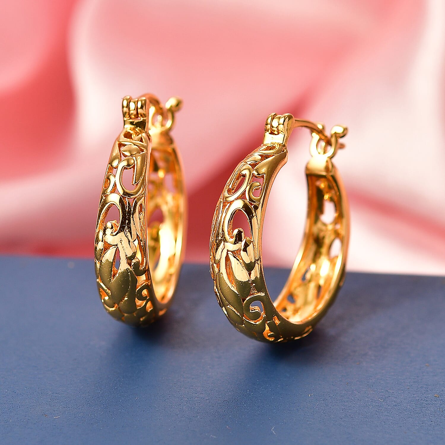 EverTrue Bronzella Collection - Filigree Hoop Earring with Clasp Back in 18K Gold Plating 8486447 3