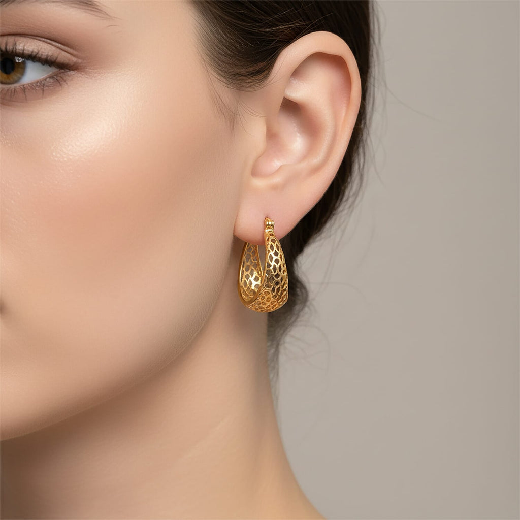Bronzella Collection - EverTrue Filigree Earring with Clasp Back in 18K Gold Plating