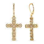Bronzella Collection - EverTrue Byzantine Link Cross Earring with Lever Back in 18K Gold Plating