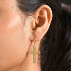 Bronzella Collection - EverTrue Byzantine Link Cross Earring with Lever Back in 18K Gold Plating