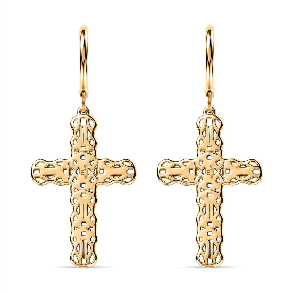 Bronzella Collection - EverTrue Byzantine Link Cross Earring with Lever Back in 18K Gold Plating