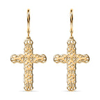 Bronzella Collection - EverTrue Byzantine Link Cross Earring with Lever Back in 18K Gold Plating