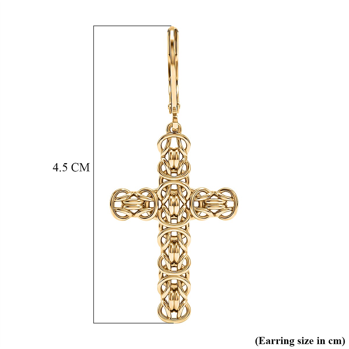 EverTrue Bronzella Collection - Byzantine Link Cross Earring with Lever Back in 18K Gold Plating 8502647 6