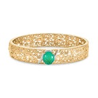 Close Out Deal- EverTrue Emeraldine Triplet Quartz Bangle (Size - 7.5) in Yellow Gold Tone 5.00 Ct.