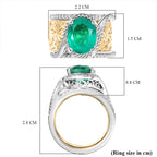 EverTrue Set of 2 Emeraldine Triplet Quartz Solitaire Rings in Platinum Overlay & Yellow Two Tone 4.11 Ct.