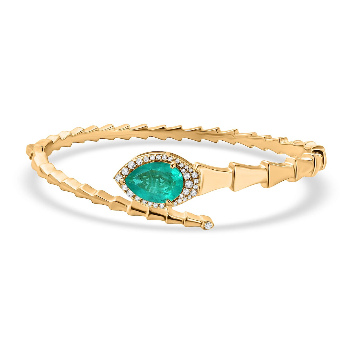EverTrue Emeraldine Triplet Quartz &amp; White Zircon Full Bangle (Size - 7.5) in Yellow Gold Plated 6.82 Ct. 8358212 0