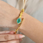 EverTrue Emeraldine Triplet Quartz & White Zircon Full Bangle (Size - 7.5) in Yellow Gold Plated 6.82 Ct.