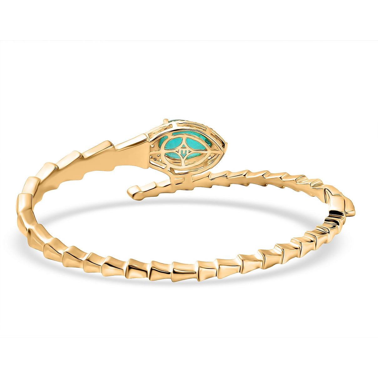 EverTrue Emeraldine Triplet Quartz &amp; White Zircon Full Bangle (Size - 7.5) in Yellow Gold Plated 6.82 Ct. 8358212 5