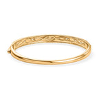 ONE TIME DEAL - EverTrue Natural Ethiopian Opal & Natural  White Zircon Bangle (Size - 7.5) in Yellow Gold Tone