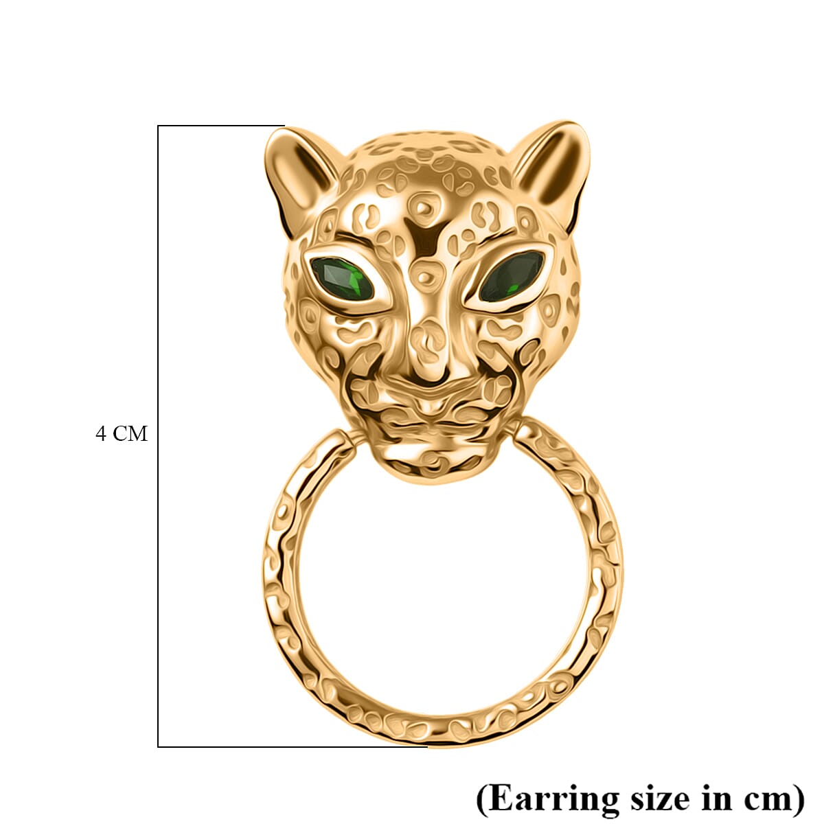 Designer Inspired - Natural Chrome Diopside Panther Earrings in Yellow Gold Plated 8236054 7