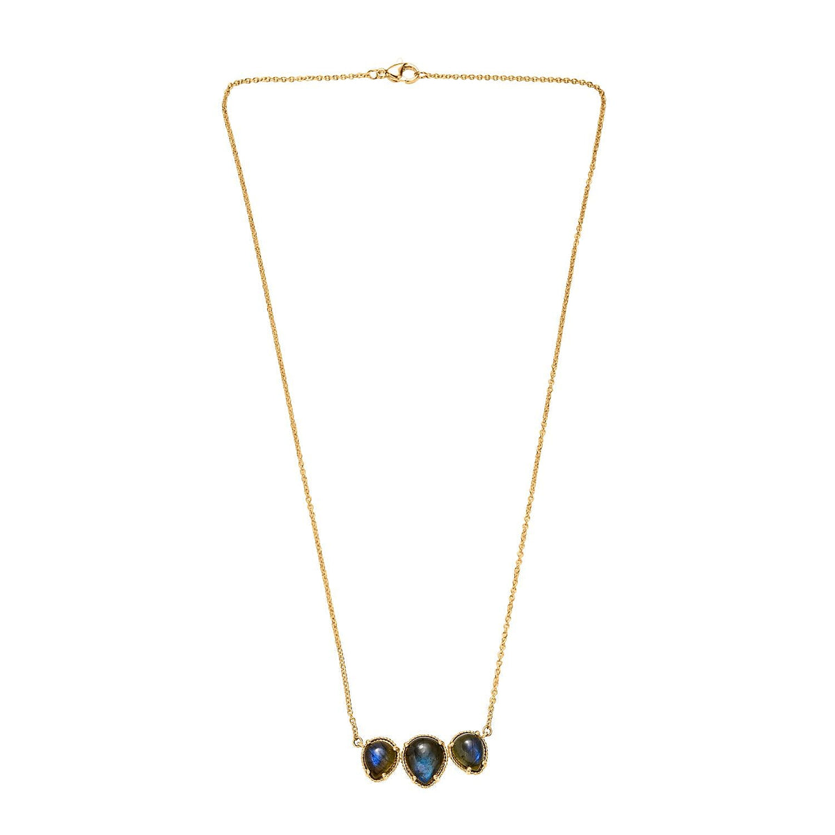 EverTrue Labradorite Trilogy Necklace (Size - 20) Pure Yellow Brass Mix Metal 10.56 Ct. 8261419 3