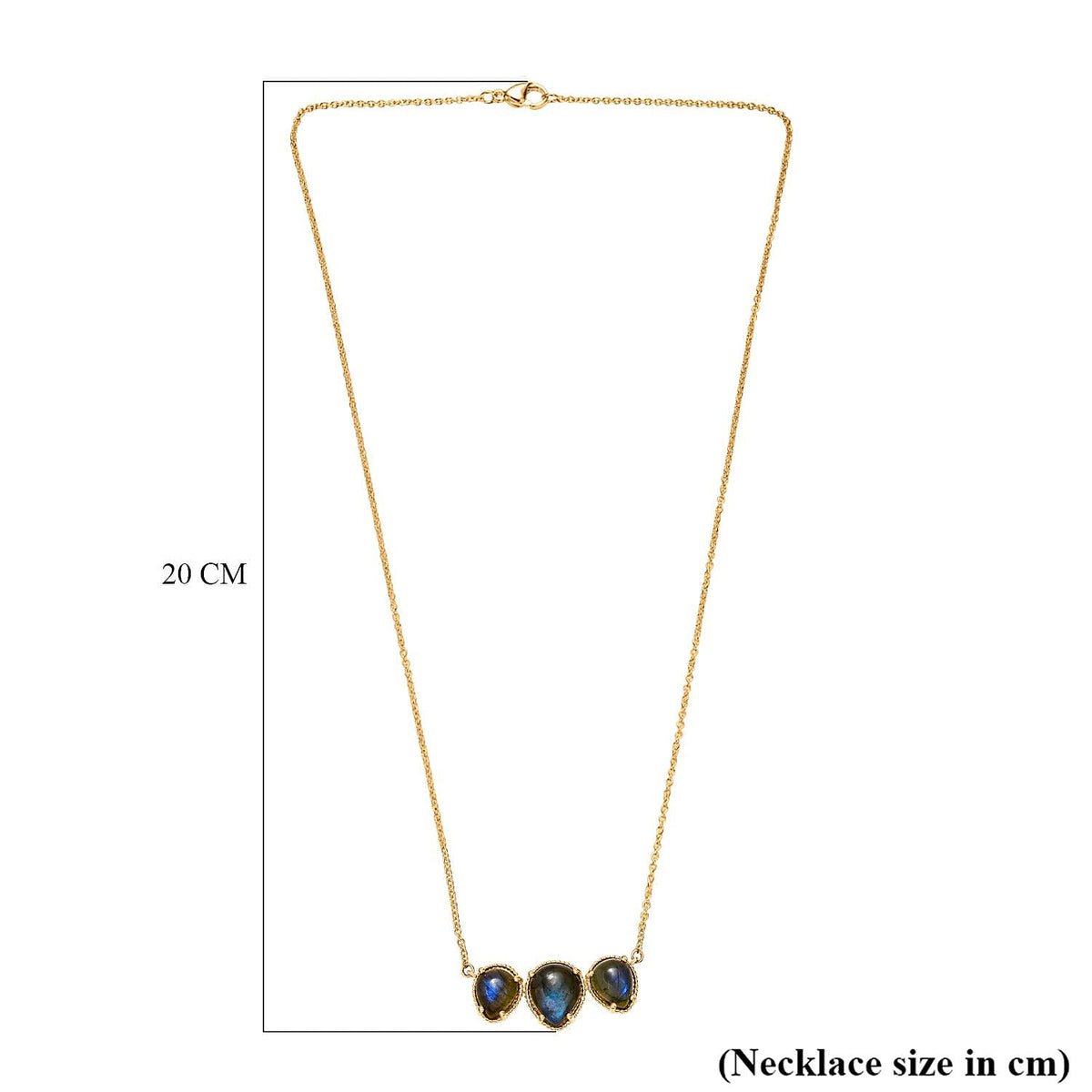 EverTrue Labradorite Trilogy Necklace (Size - 20) Pure Yellow Brass Mix Metal 10.56 Ct. 8261419 5