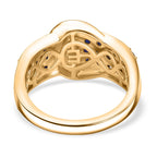 Blue Sapphire Buckle Ring in Yellow Gold Tone 1.53 Ct.