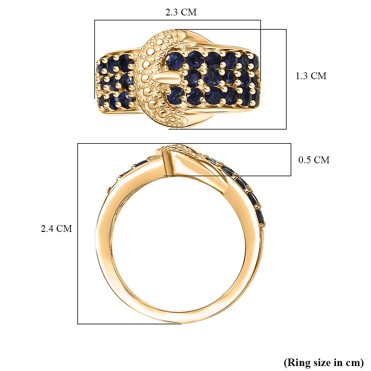 Blue Sapphire Buckle Ring in Yellow Gold Tone 1.53 Ct. 8298352 6