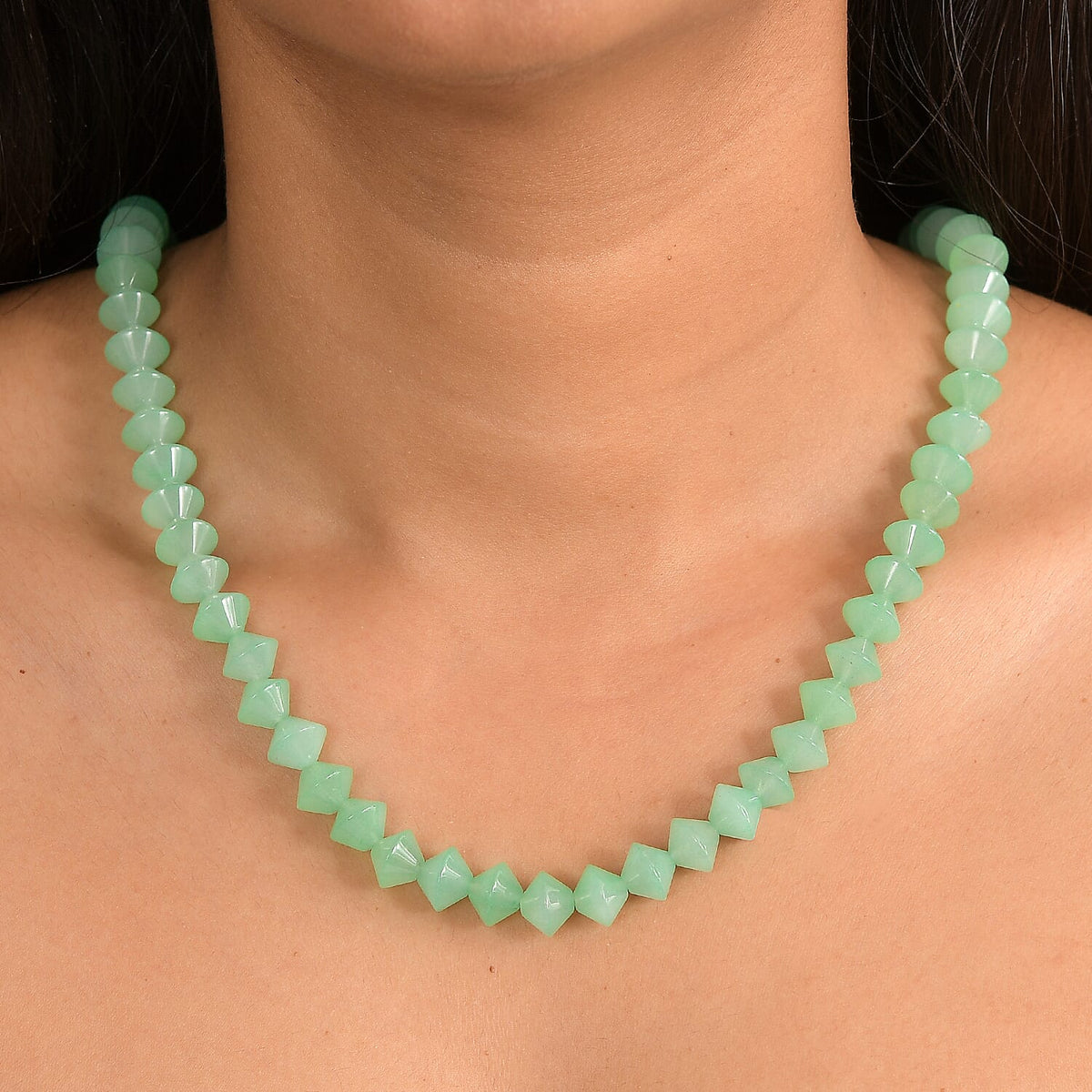 EverTrue Green Aventurine Necklace (Size 20 - 1 Ext) with Senorita Clasp in Platinum &amp; Yellow Gold Tone 220.00 Ct. 8267445 1