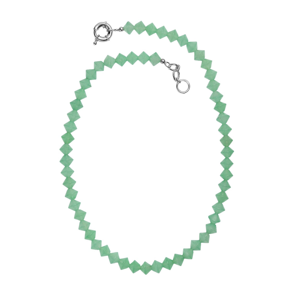 EverTrue Green Aventurine Necklace (Size 20 - 1 Ext) with Senorita Clasp in Platinum &amp; Yellow Gold Tone 220.00 Ct. 8267445 3