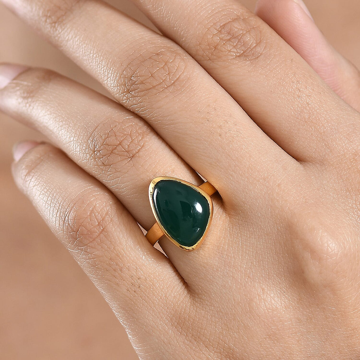 EverTrue Green Onyx Solitaire Ring in Yellow Gold Tone 6.94 Ct. 8479479 2