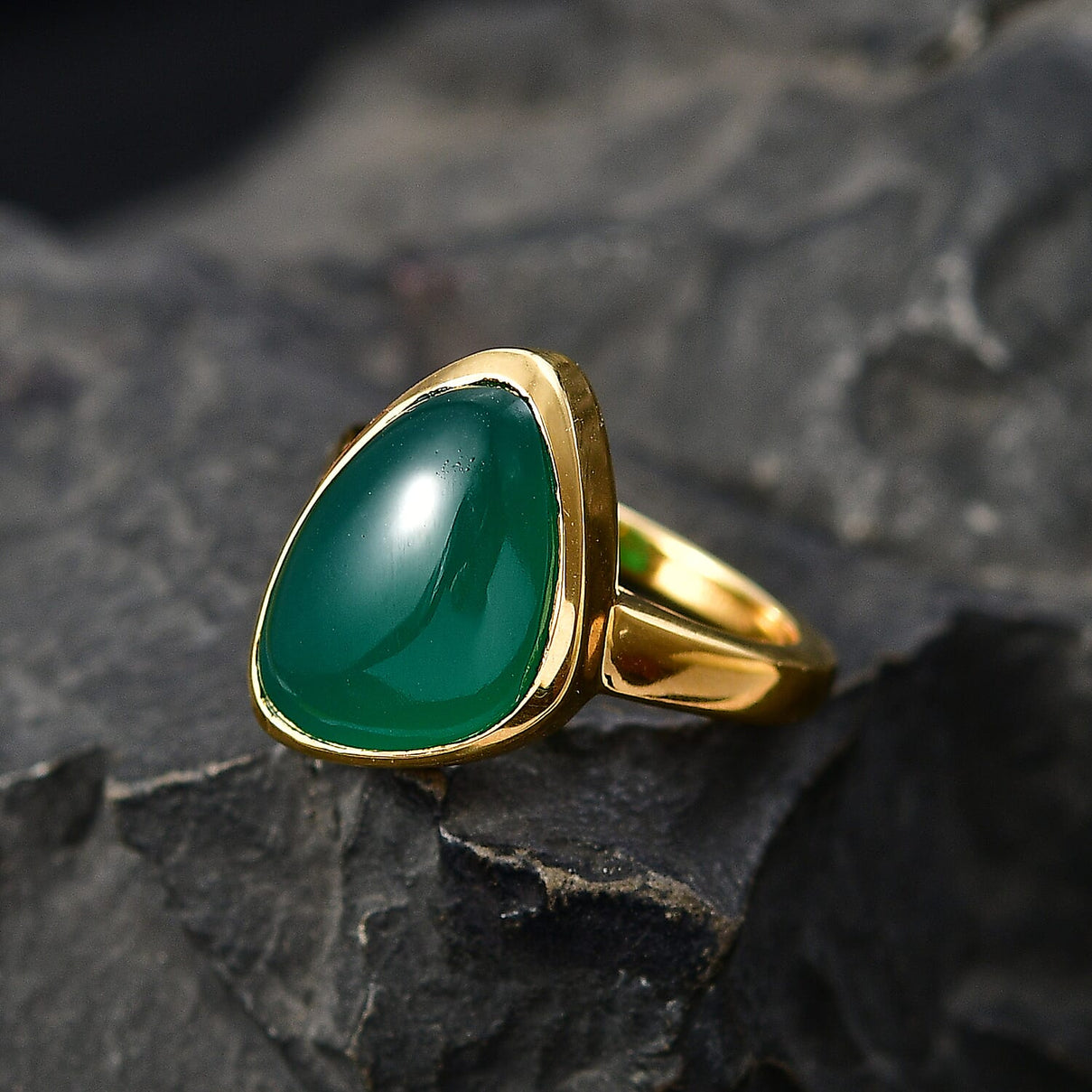 EverTrue Green Onyx Solitaire Ring in Yellow Gold Tone 6.94 Ct. 8479479 3