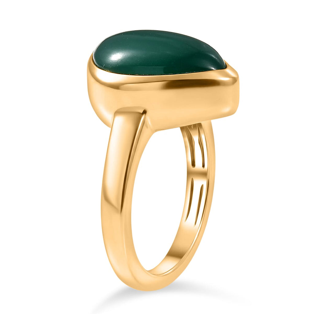 EverTrue Green Onyx Solitaire Ring in Yellow Gold Tone 6.94 Ct.