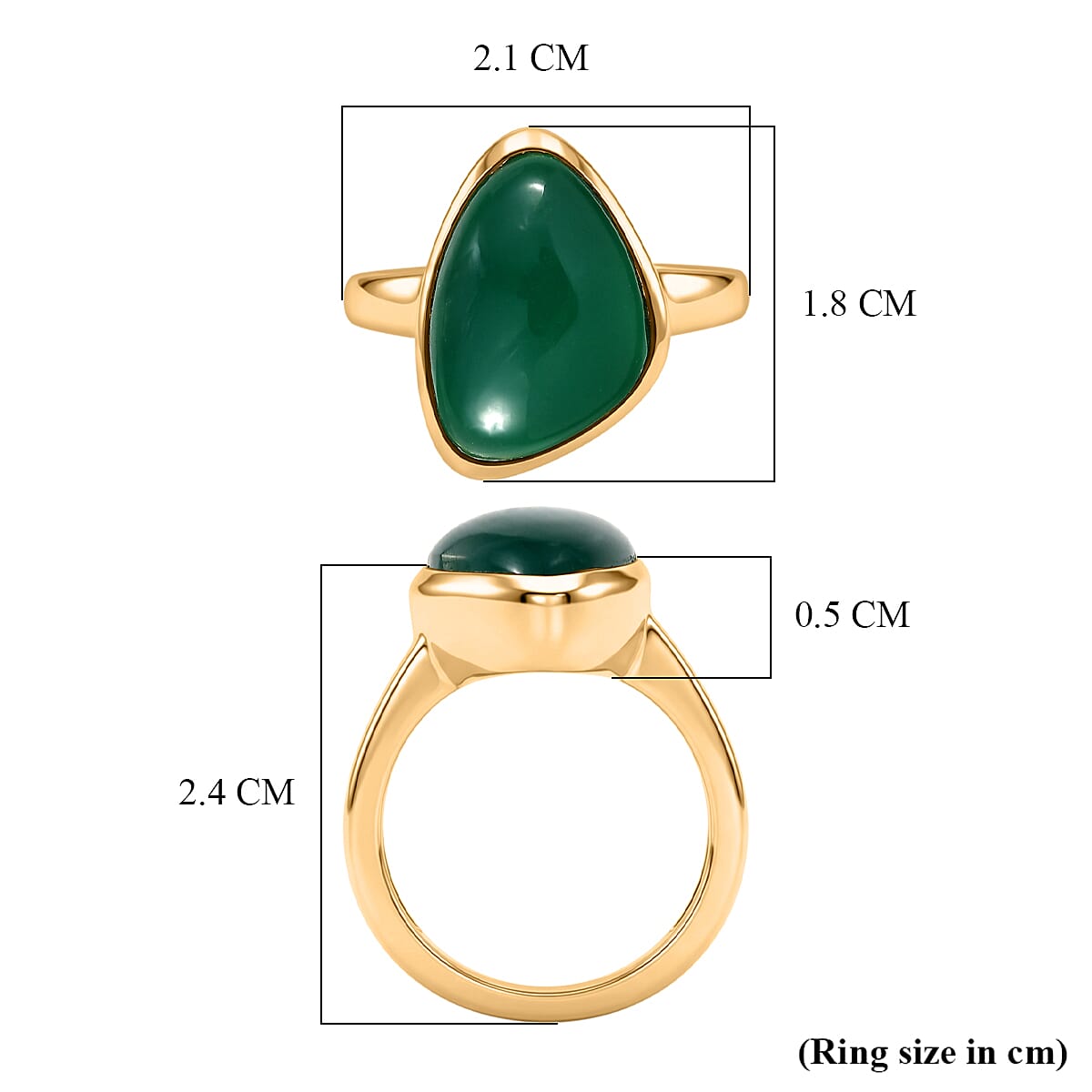 EverTrue Green Onyx Solitaire Ring in Yellow Gold Tone 6.94 Ct. 8479479 6