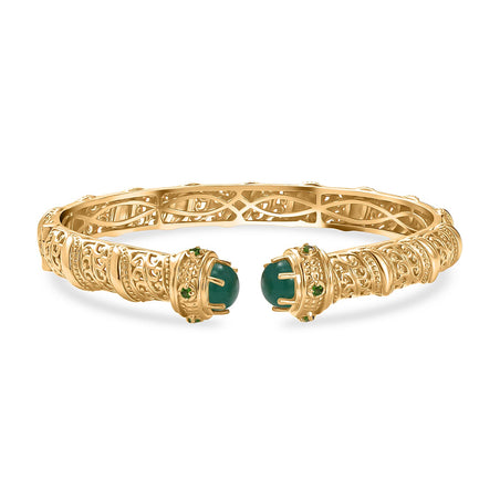 EverTrue Green Onyx, Natural Chrome Diopside Cuff Bangle (Size - 7.5) in Yellow Gold Plated 4.66 Ct. 8242592 1