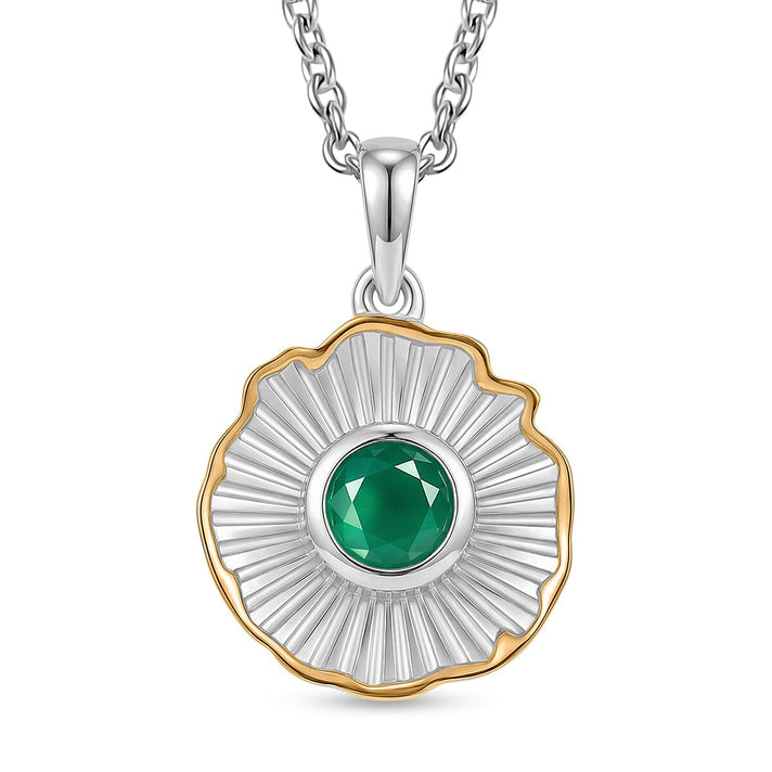 EverTrue - Red Garnet Solitaire Pendant with Chain (Size 20) in Yellow Pen Plating 1.02 Ct. 4465840 1