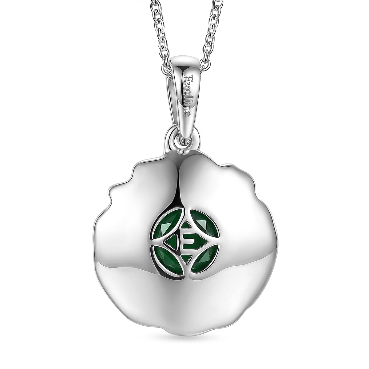 EverTrue - Green Onyx Solitaire Sunburst Pendant with Chain (Size 20) in Yellow Pen Plating V32512780 5