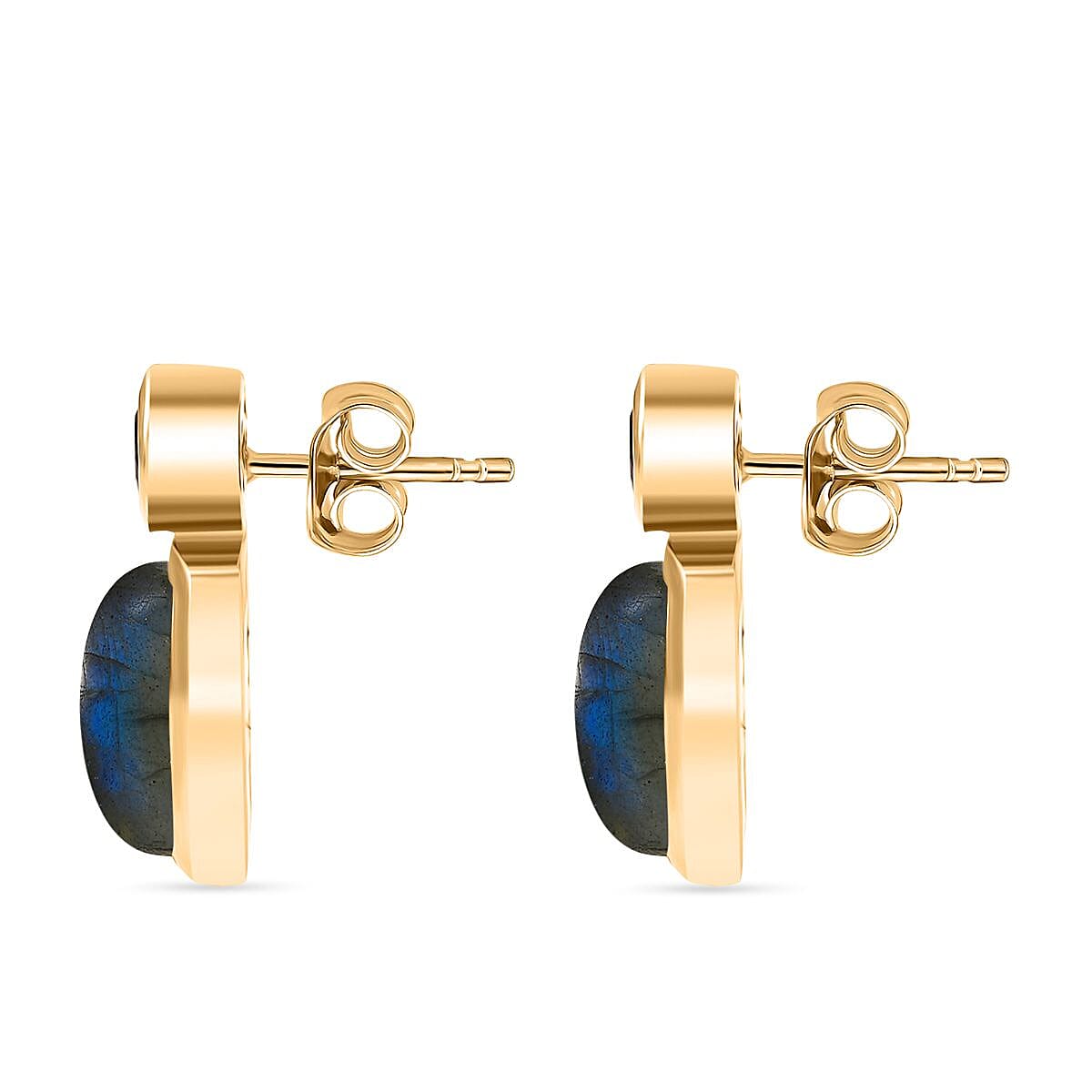 EverTrue Labradorite &amp; African Amethyst Stud Push Post Earring in Yellow Gold Plated 7.44 Ct. 8261409 3
