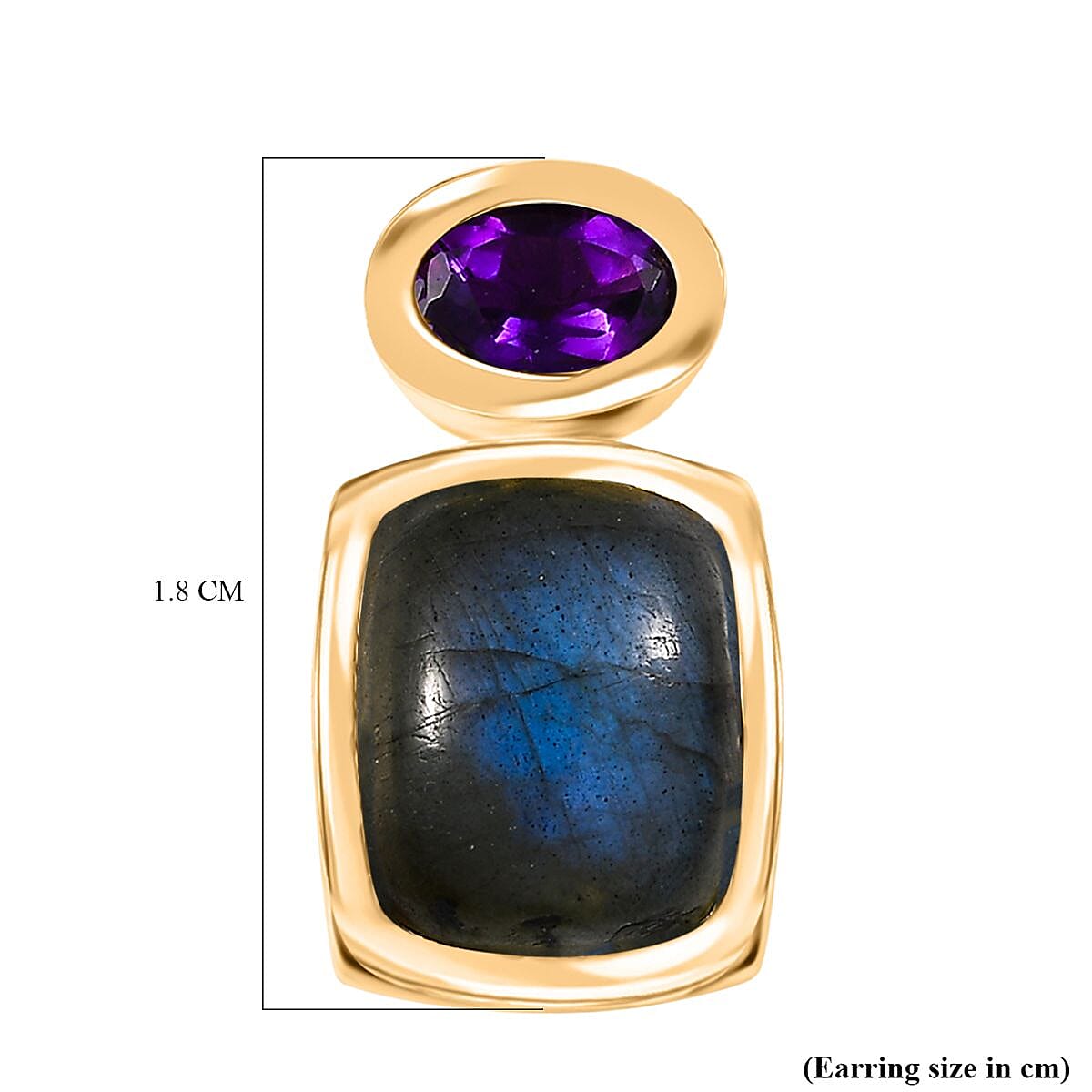 EverTrue Labradorite &amp; African Amethyst Stud Push Post Earring in Yellow Gold Plated 7.44 Ct. 8261409 5