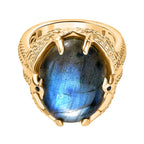 EverTrue Labradorite & Black Spinel Ring in Yellow Gold Plated 11.72 Ct.