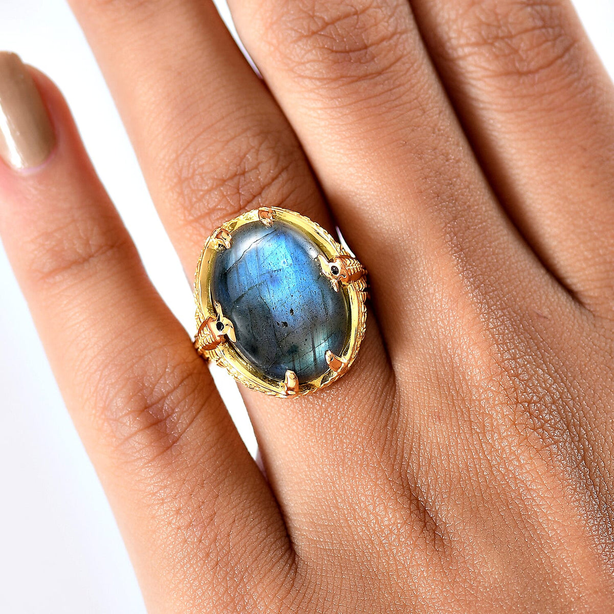 EverTrue Labradorite &amp; Black Spinel Ring in Yellow Gold Plated 11.72 Ct. 8277040 3