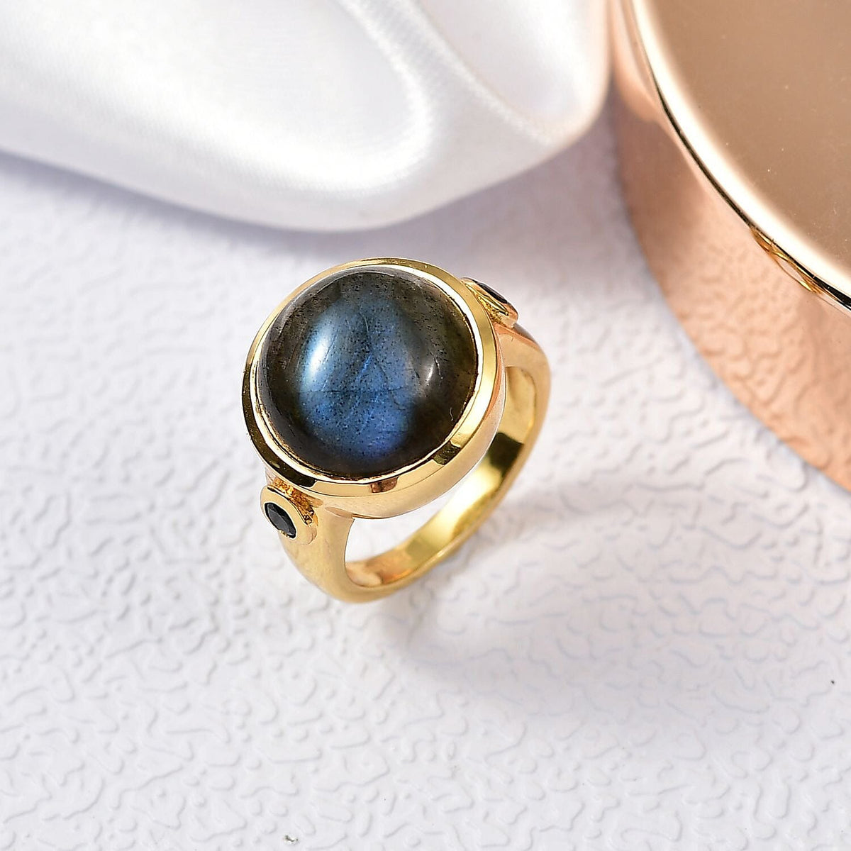 EverTrue Labradorite &amp; Black Spinel Ring in Yellow Gold Plated 10.42 Ct. 8261291 2