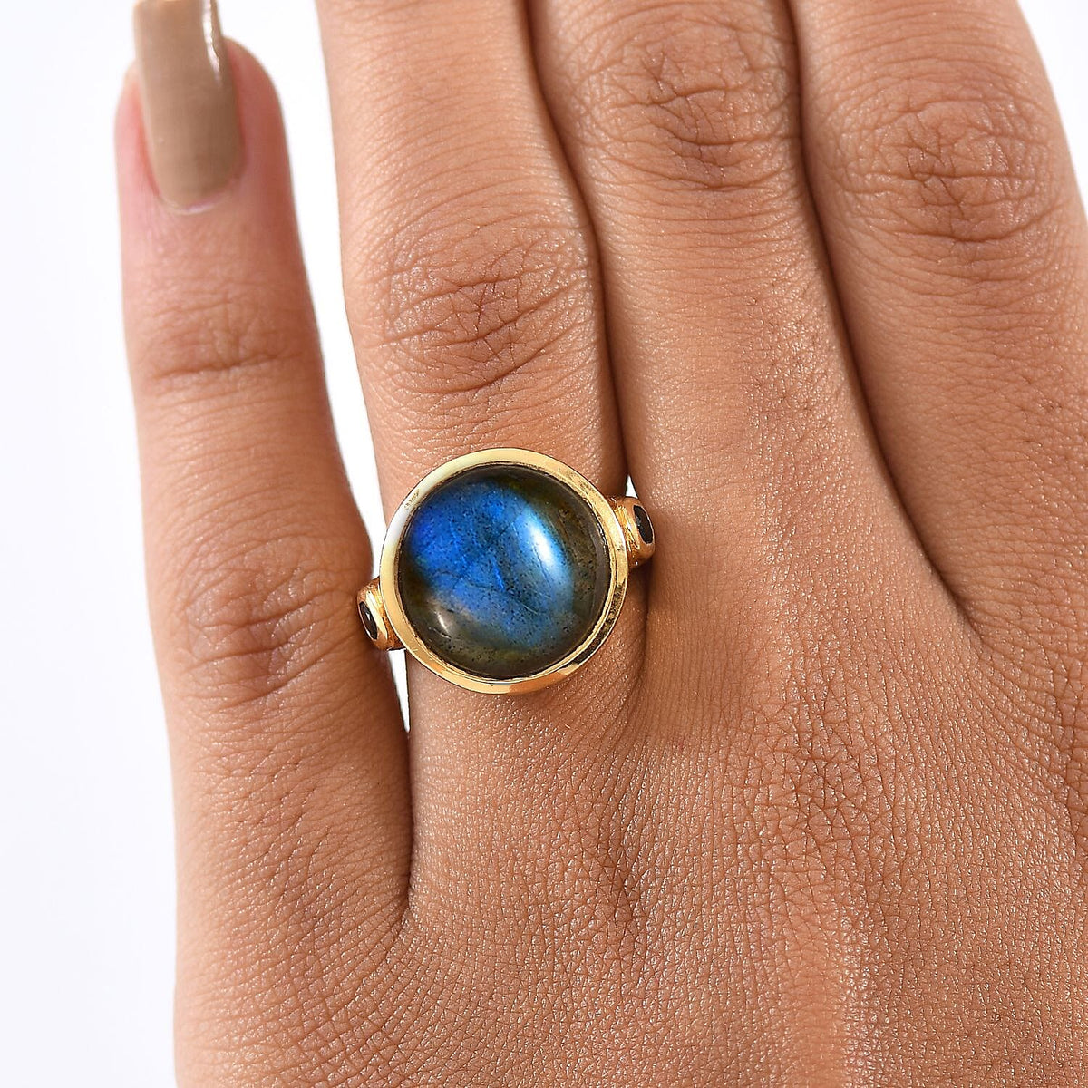 EverTrue Labradorite &amp; Black Spinel Ring in Yellow Gold Plated 10.42 Ct. 8261291 3