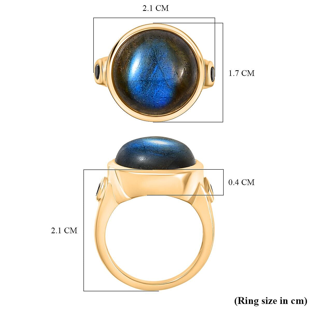 EverTrue Labradorite &amp; Black Spinel Ring in Yellow Gold Plated 10.42 Ct. 8261291 6