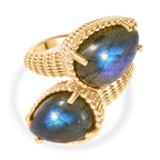 EverTrue Labradorite Bypass Ring in Yellow Gold Plated 10.52 Ct.