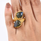 EverTrue Labradorite Bypass Ring in Yellow Gold Plated 10.52 Ct.