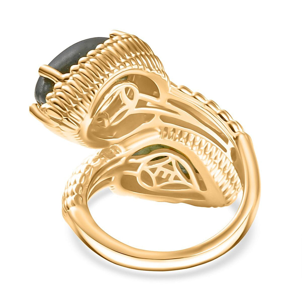 EverTrue Labradorite Bypass Ring in Yellow Gold Plated 10.52 Ct.