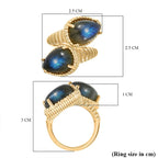EverTrue Labradorite Bypass Ring in Yellow Gold Plated 10.52 Ct.